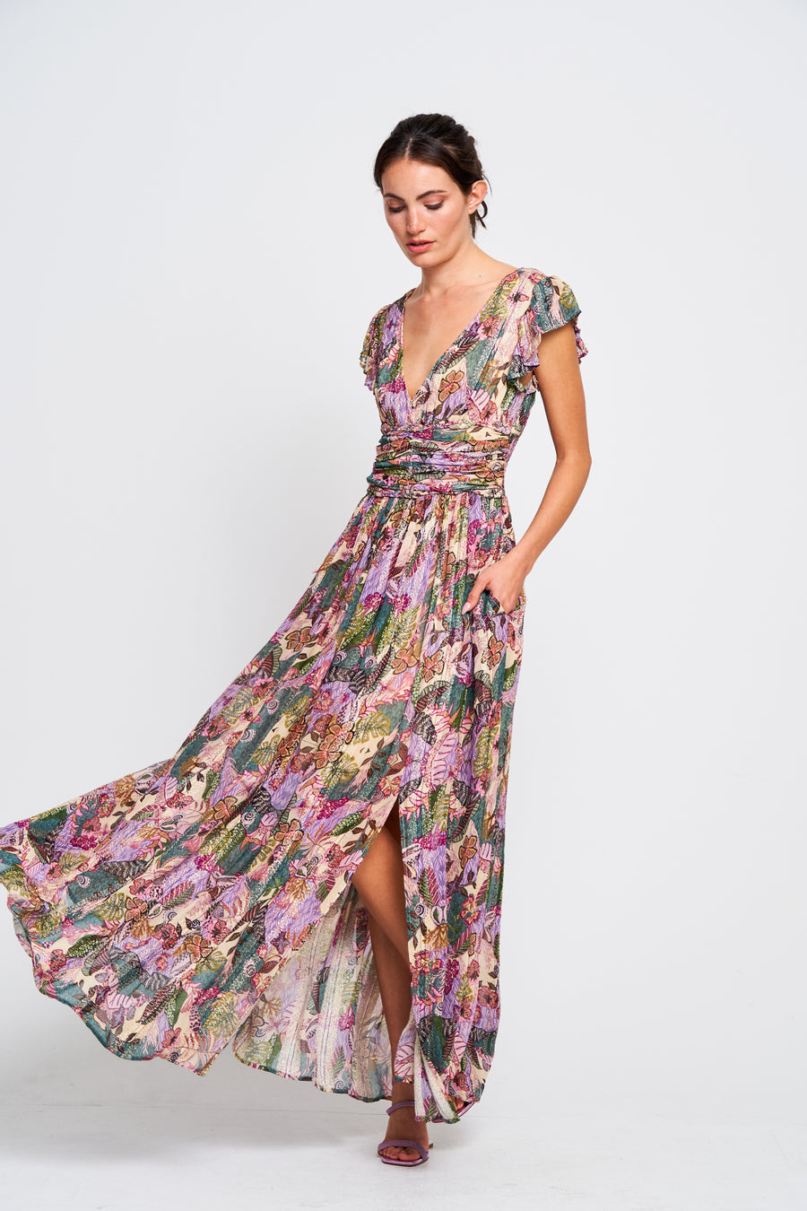 Jennsen Metallic Floral Maxi Dress