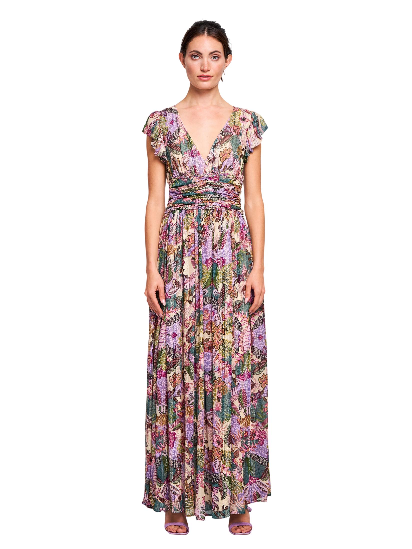Jennsen Metallic Floral Maxi Dress