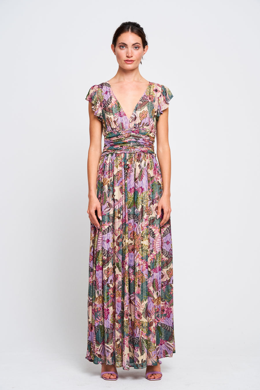 Jennsen Metallic Floral Maxi Dress