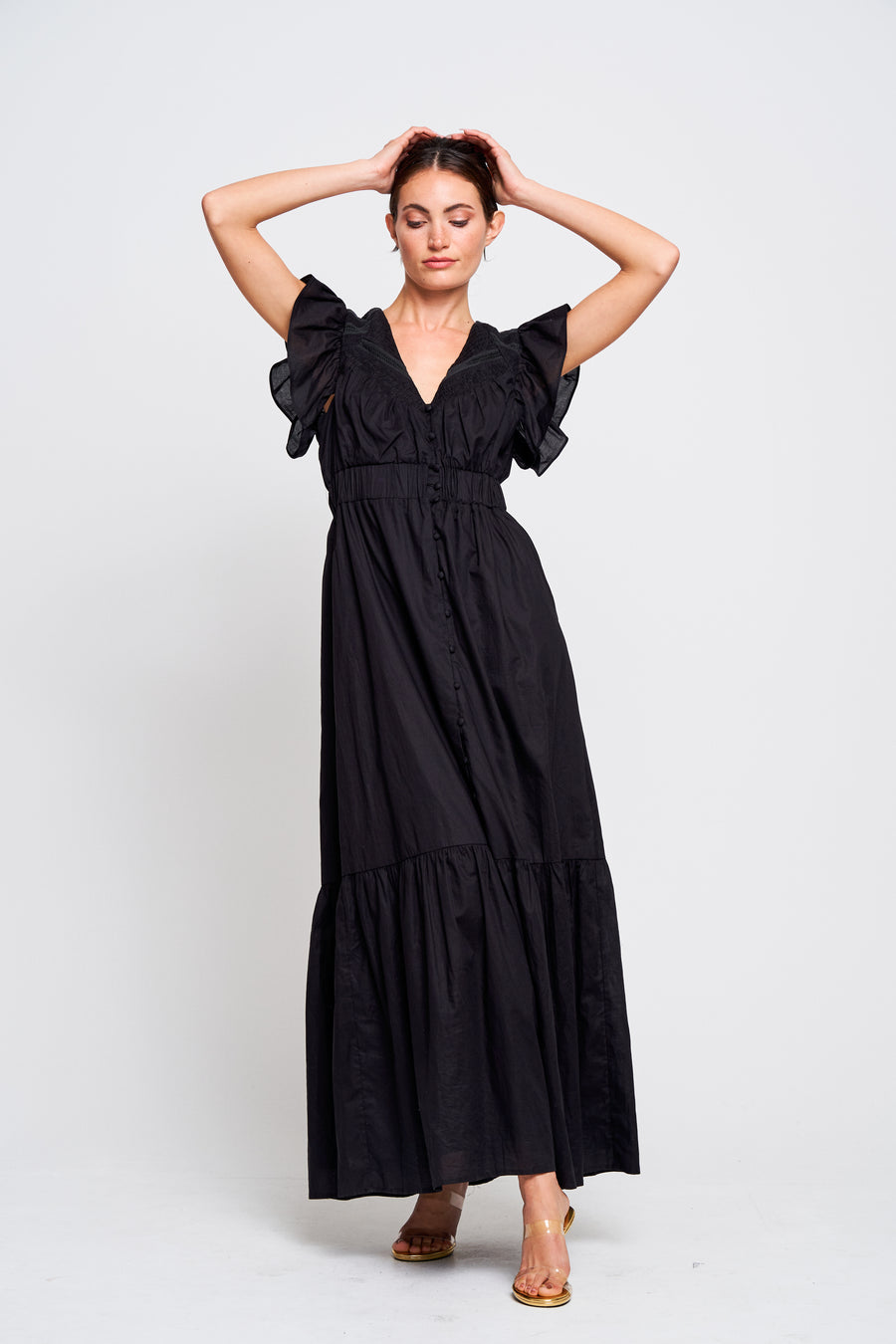 Maryjane Smocked Waist Tiered Maxi Dress