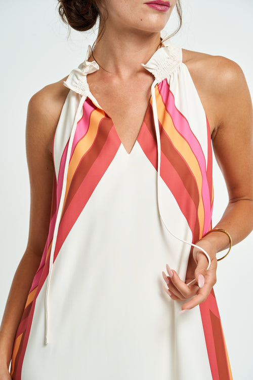 Load image 1 in gallery view. Tekka Ruched Collar Sleeveless Mini Dress