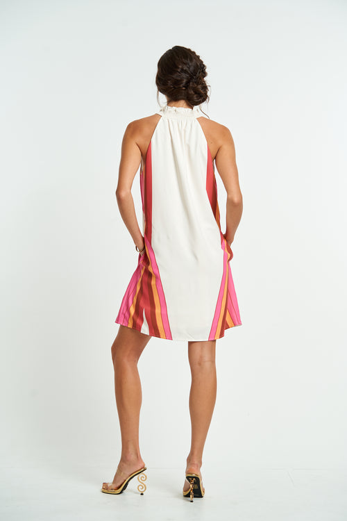 Load image 1 in gallery view. Tekka Ruched Collar Sleeveless Mini Dress