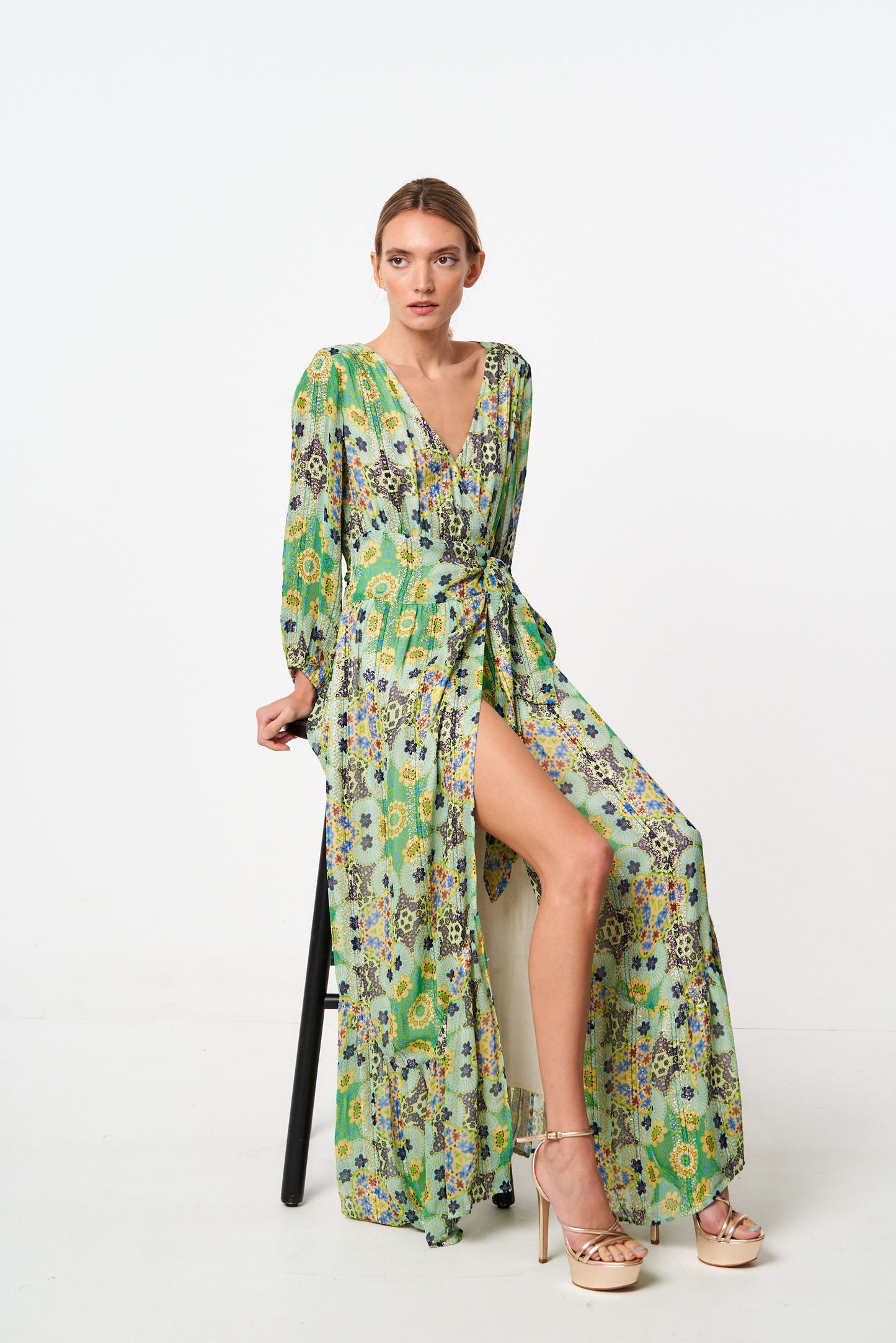 Shani Shimmer Long Sleeve Maxi Dress