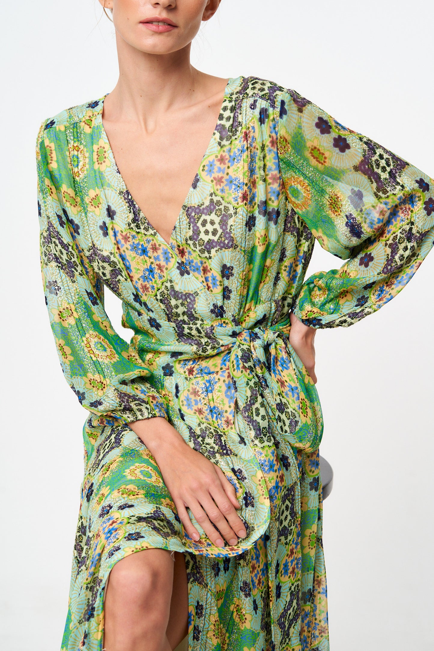 Shani Shimmer Long Sleeve Maxi Dress
