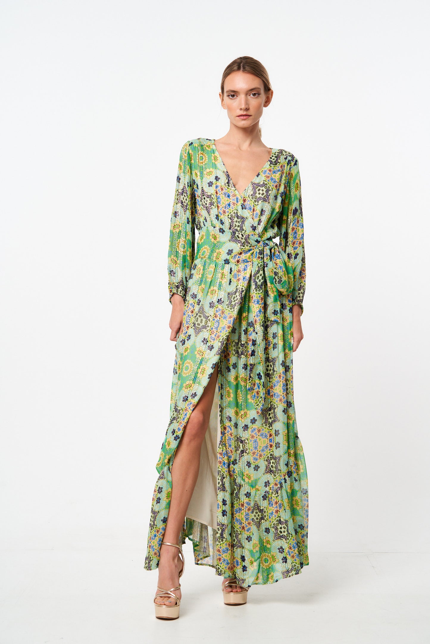 Shani Shimmer Long Sleeve Maxi Dress