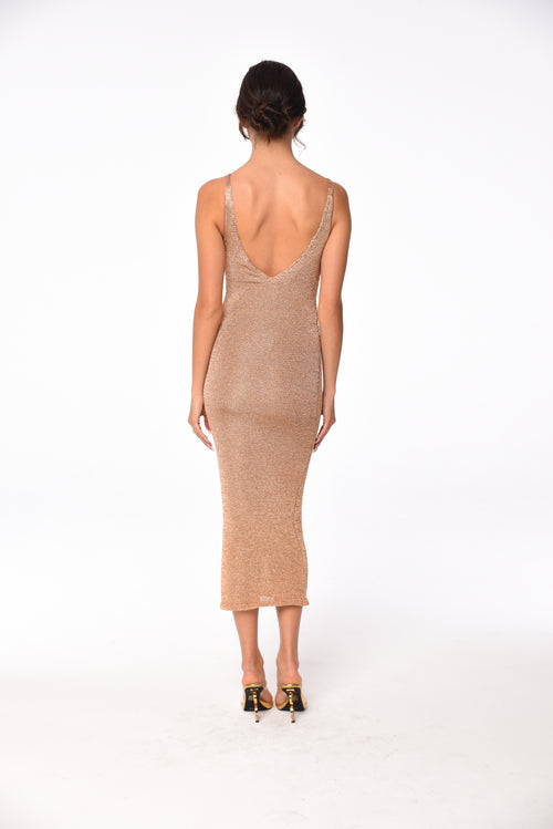 Load image 1 in gallery view. Gianna Metallic Knit Bodycon Dress