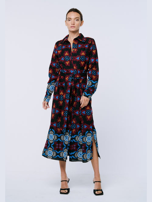 Cargar la imagen 1 en la vista de la galería. Serena Embroidered Long Sleeve Maxi Shirt Dress
