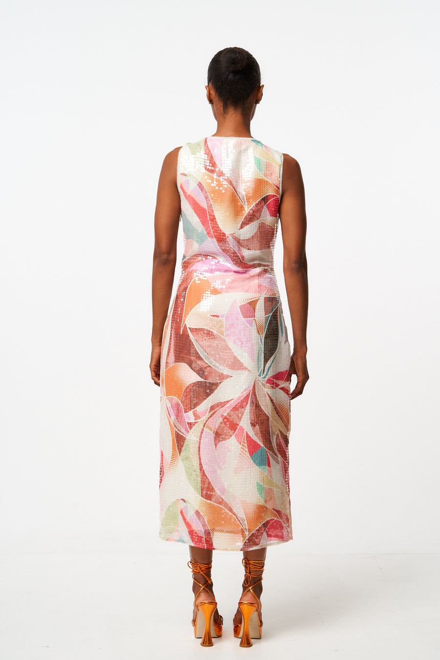 Louella Abstract Print Sequin Midi Dress