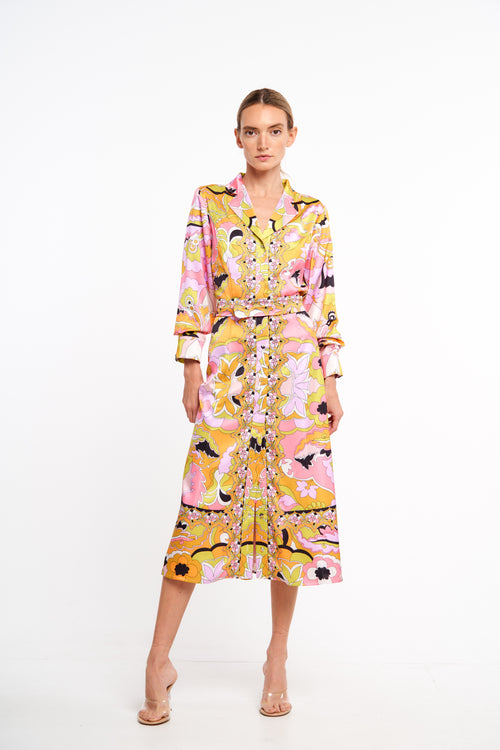 Load image 1 in gallery view. Breeze Printed Midi Shirtdress