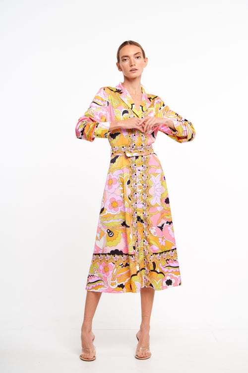 Load image 1 in gallery view. Breeze Printed Midi Shirtdress