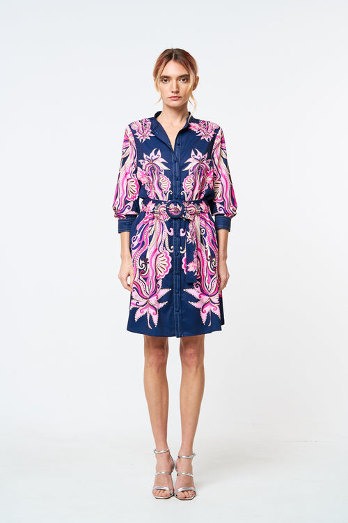 Load image 1 in gallery view. Suzette Floral Print Mini Shirt Dress