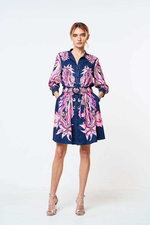 Load image 1 in gallery view. Suzette Floral Print Mini Shirt Dress