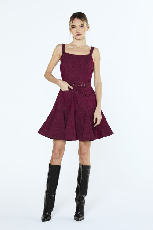 Cargar la imagen 1 en la vista de la galería. Alivia Topstitched	Belted Mini Dress