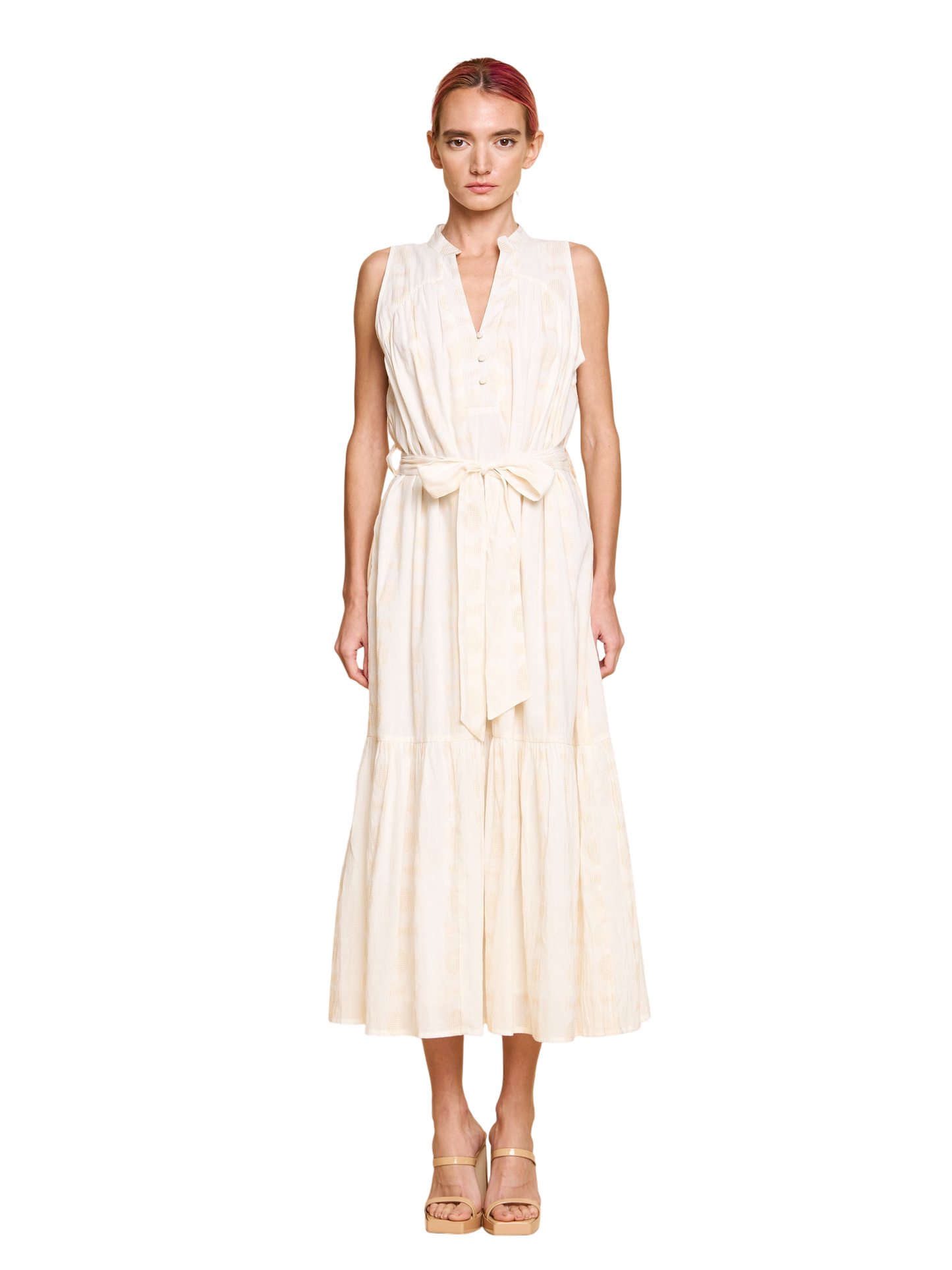 Shaina Jacquard Sleeveless Midi Dress