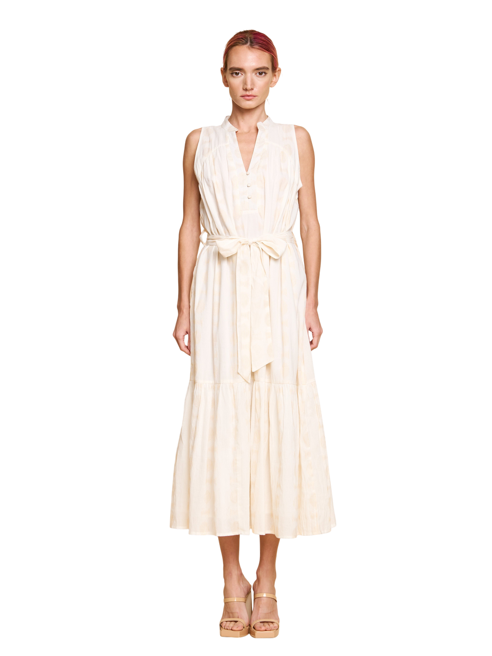 Shaina Jacquard Sleeveless Midi Dress