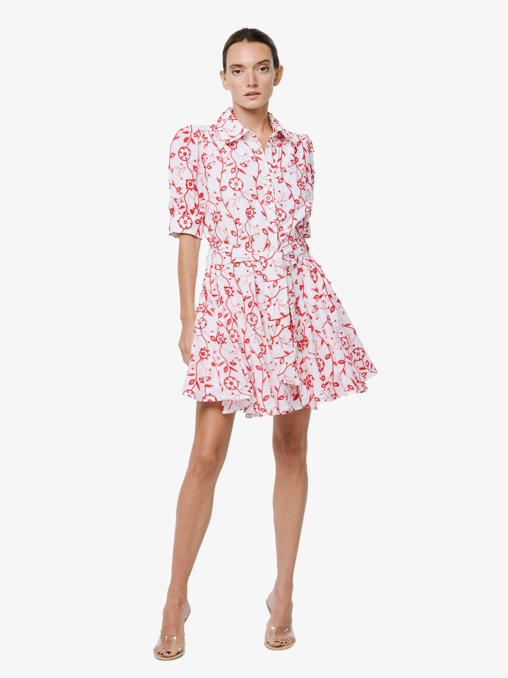Emilie 3D Embroidered Mini Shirt Dress