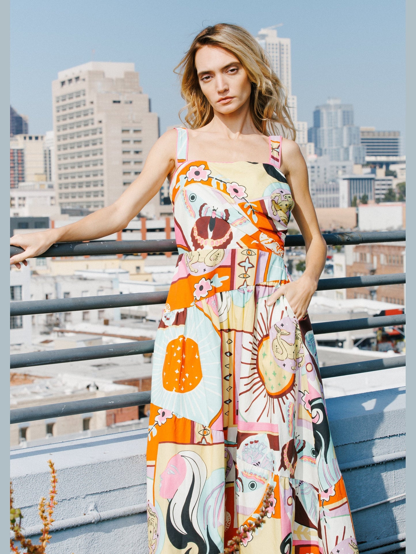 Lillias Printed Poplin Smocked Maxi Dress