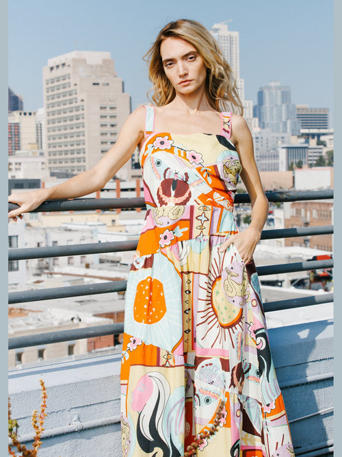 Cargar la imagen 1 en la vista de la galería. Lillias Printed Poplin Smocked Maxi Dress