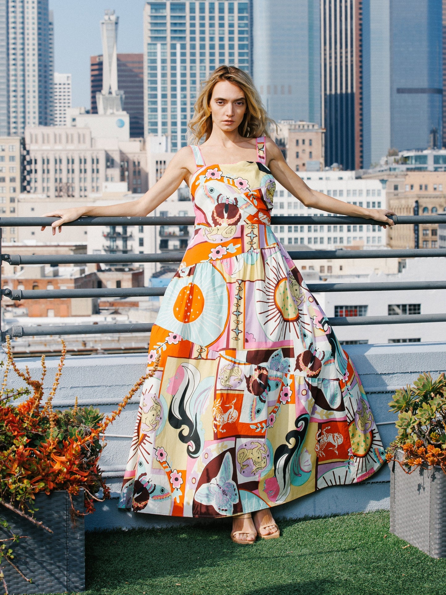 Lillias Printed Poplin Smocked Maxi Dress