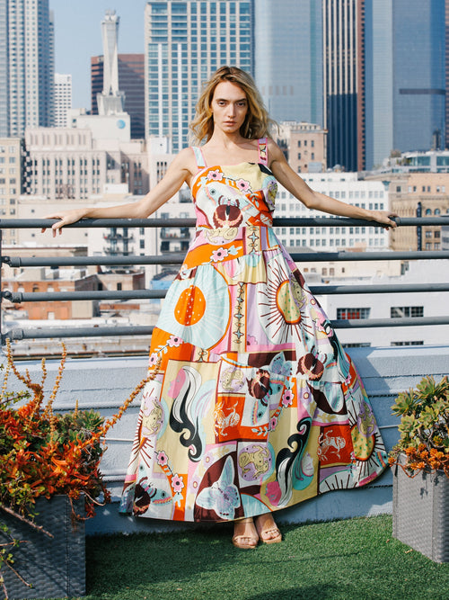 Cargar la imagen 1 en la vista de la galería. Lillias Printed Poplin Smocked Maxi Dress