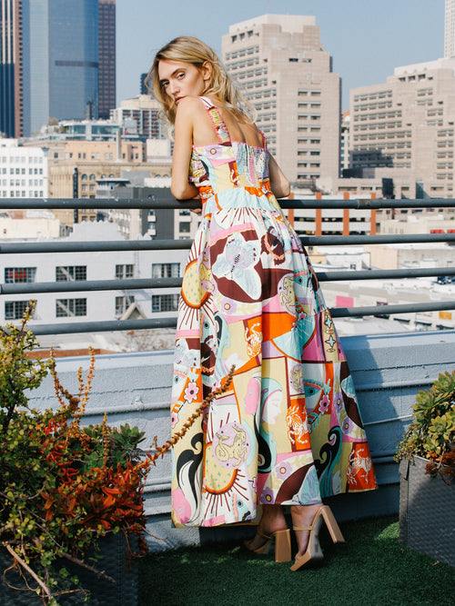 Cargar la imagen 1 en la vista de la galería. Lillias Printed Poplin Smocked Maxi Dress