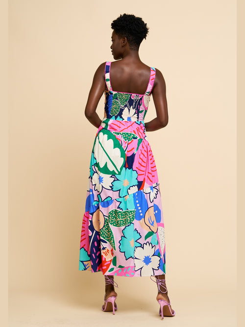 Cargar la imagen 1 en la vista de la galería. Lillias Patchwork Print Maxi Dress