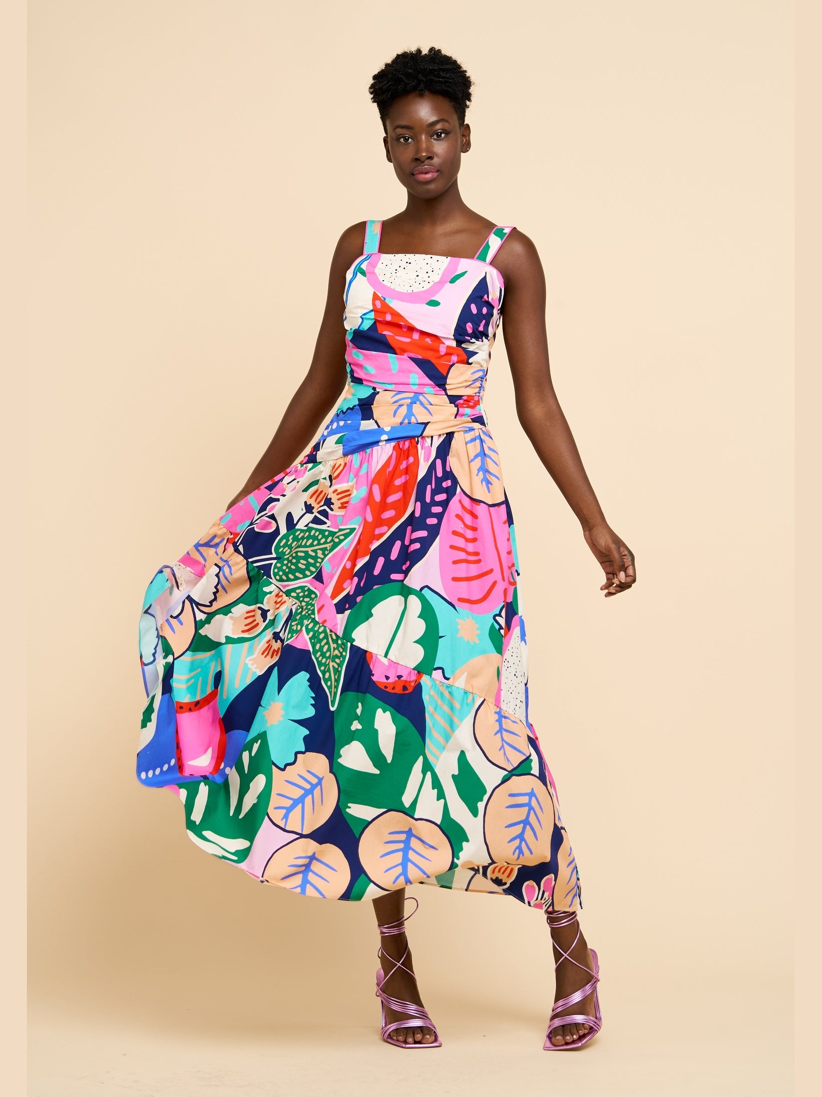 Lillias Patchwork Print Maxi Dress