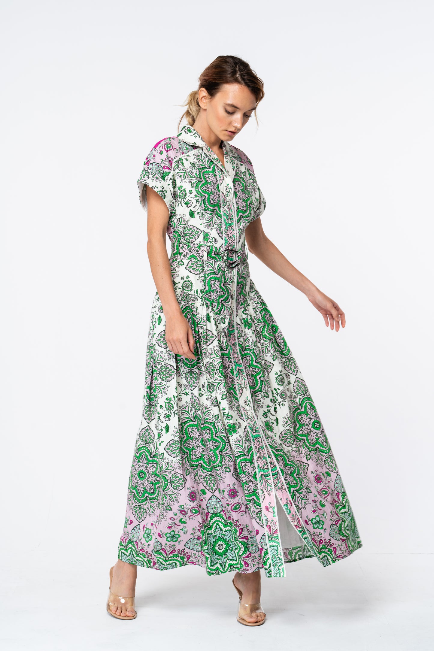 Rosalyn Floral Print Maxi Shirt Dress