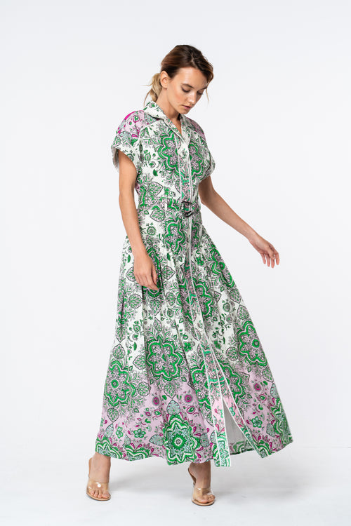 Load image 1 in gallery view. Rosalyn Floral Print Maxi Shirt Dress
