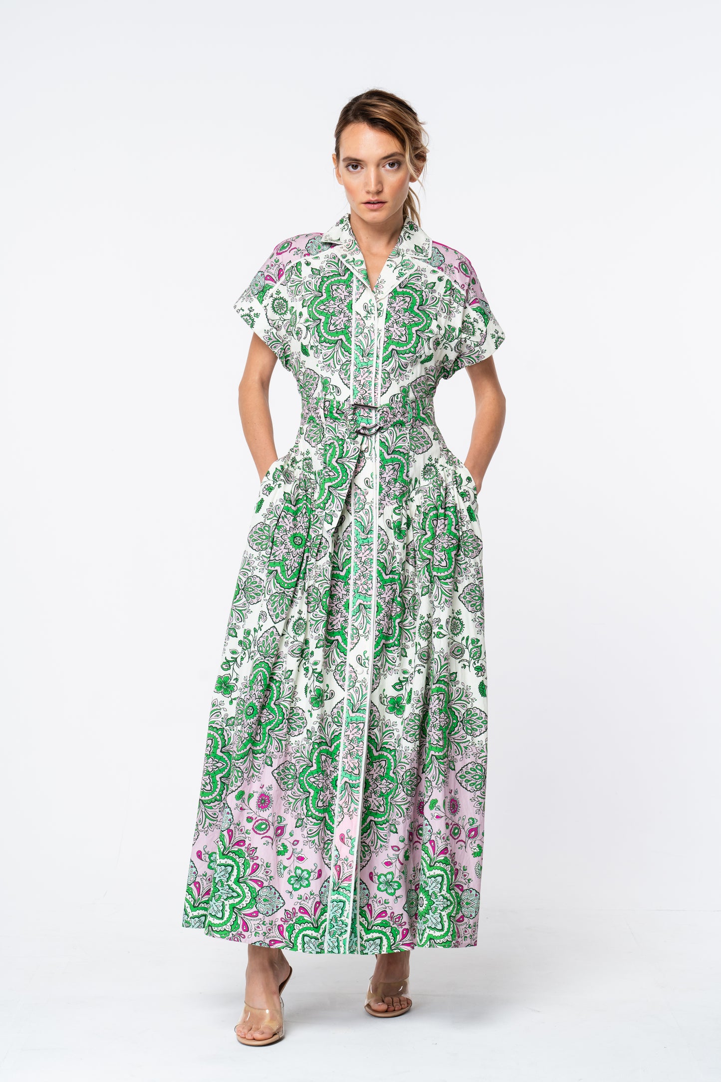 Rosalyn Floral Print Maxi Shirt Dress