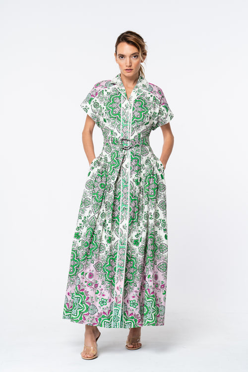 Load image 1 in gallery view. Rosalyn Floral Print Maxi Shirt Dress