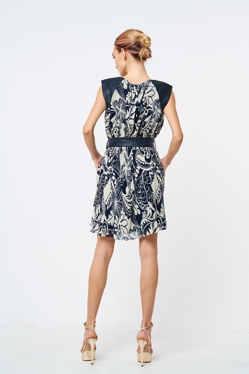 Load image 1 in gallery view. Ravena Mix Media Pleated Mini Dress