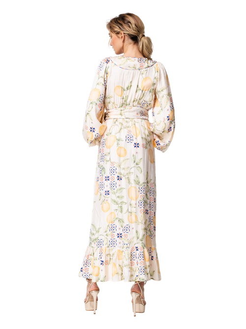 Cargar la imagen 1 en la vista de la galería. Willow Lemon Print Maxi Wrap Dress