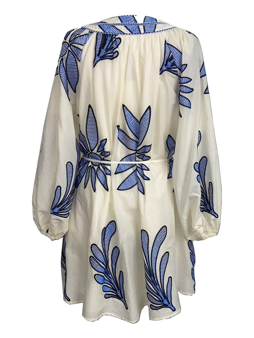 Viena Embroidered Long Sleeve Mini Dress