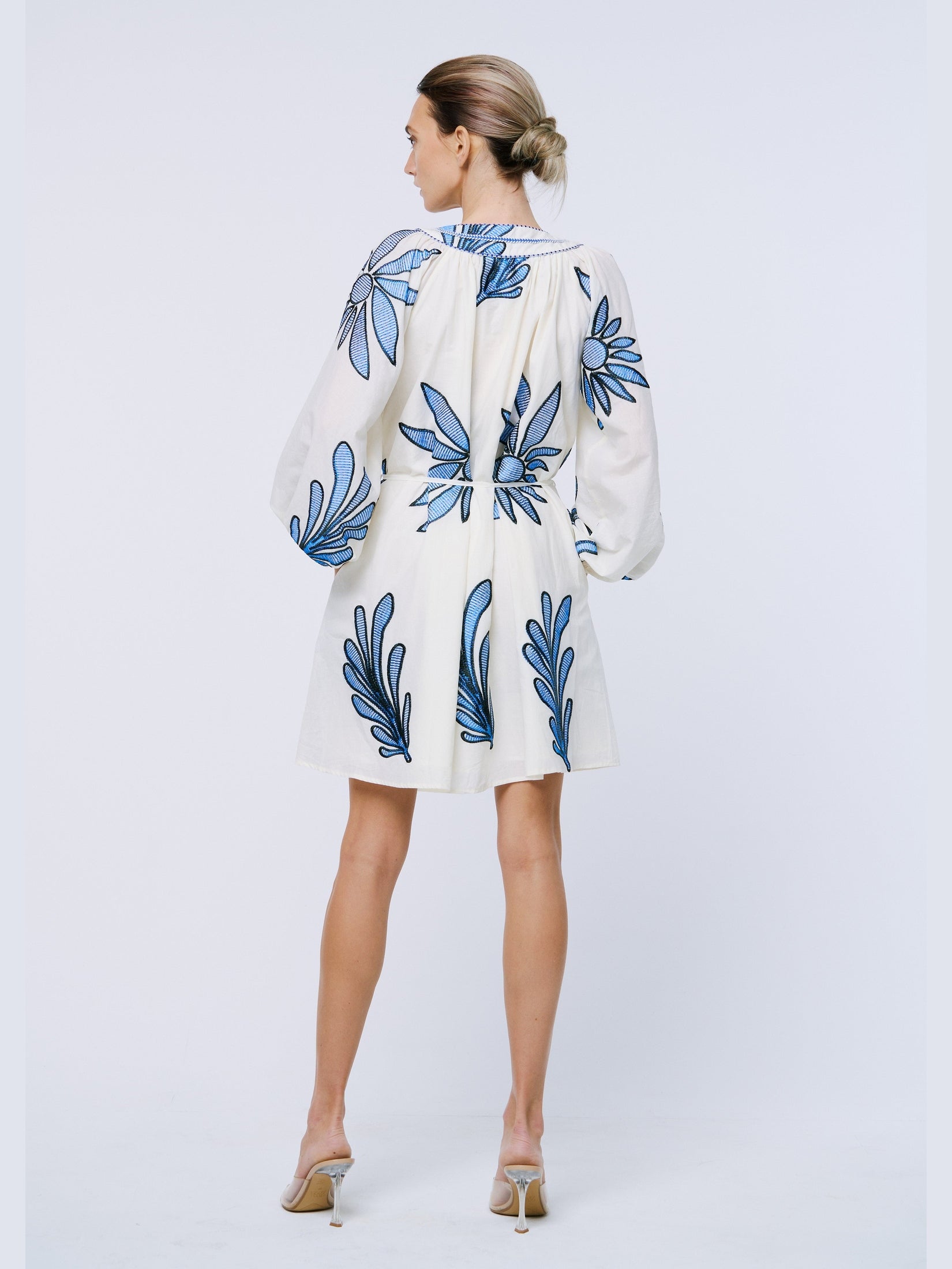 Viena Embroidered Long Sleeve Mini Dress