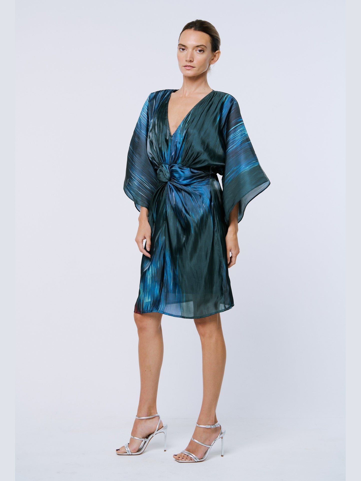 Bela Shimmer Satin Twist Front Dress