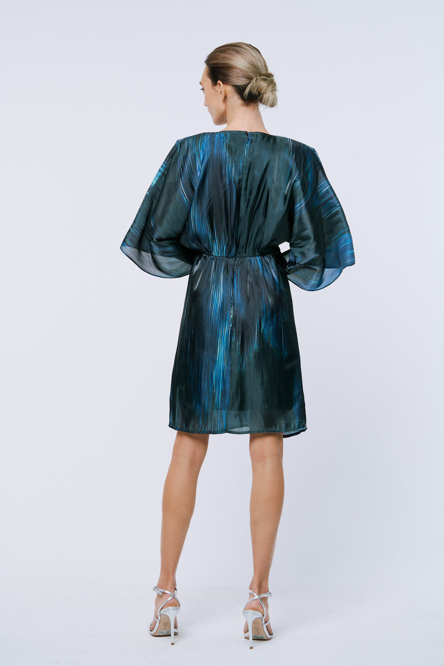 Bela Printed Shimmer Satin Dress
