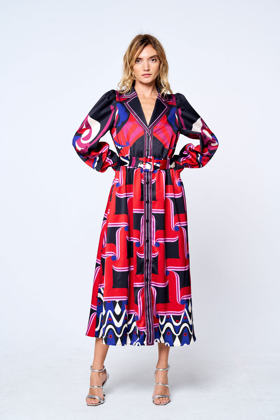 Jessenia Abstract Print Shirt Dress