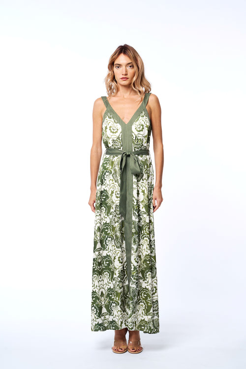 Load image 1 in gallery view. Aiza Floral Print Tie Waist Maxi Dress