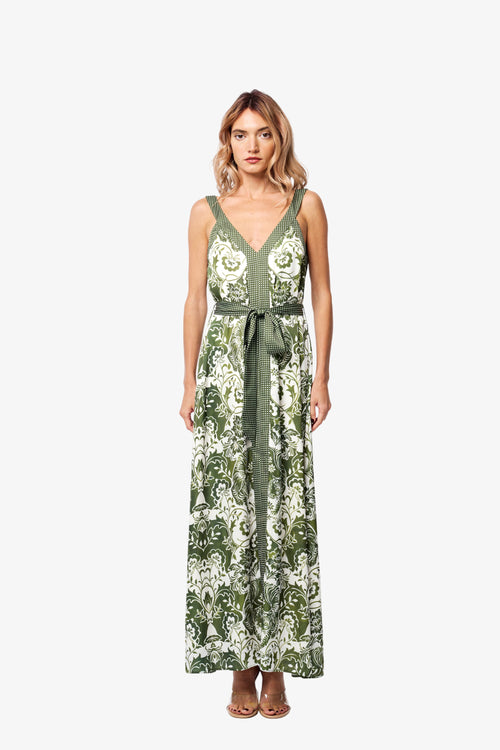 Load image 1 in gallery view. Aiza Floral Print Tie Waist Maxi Dress