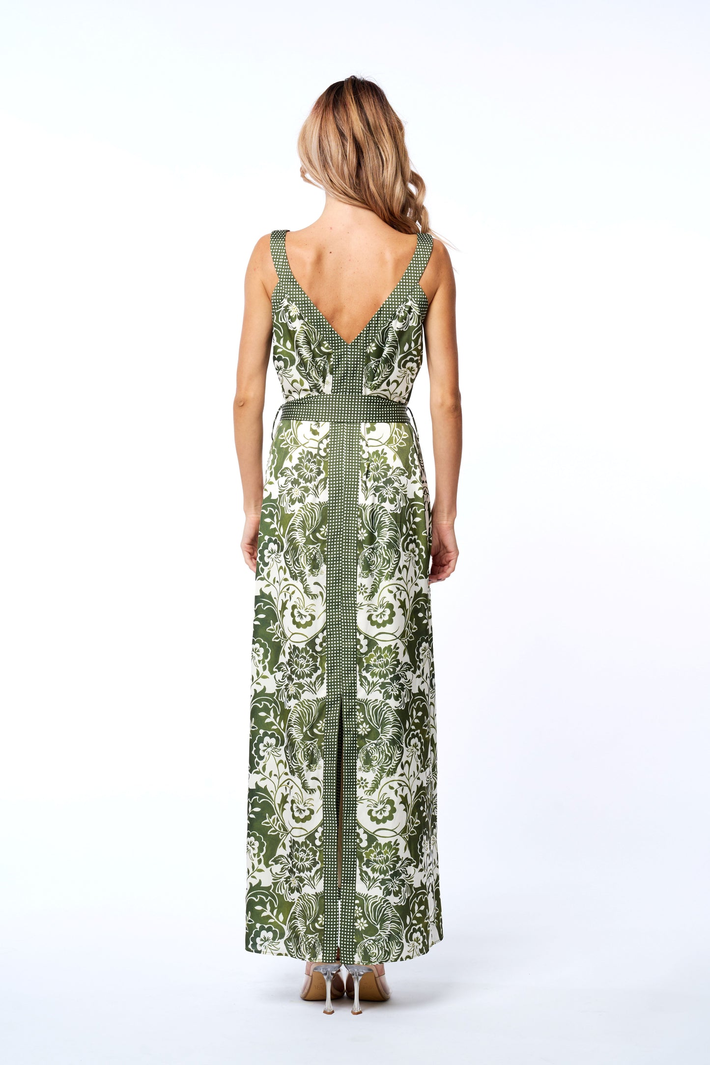 Aiza Floral Print Tie Waist Maxi Dress