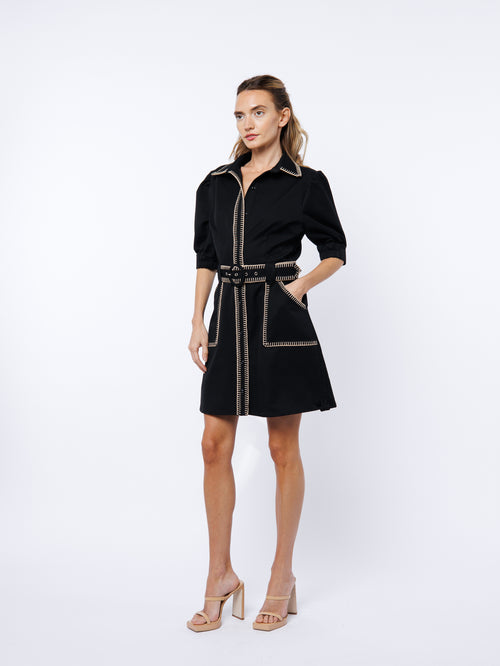 Load image 1 in gallery view. Gelso Whipstitch Detail Mini Shirt Dress
