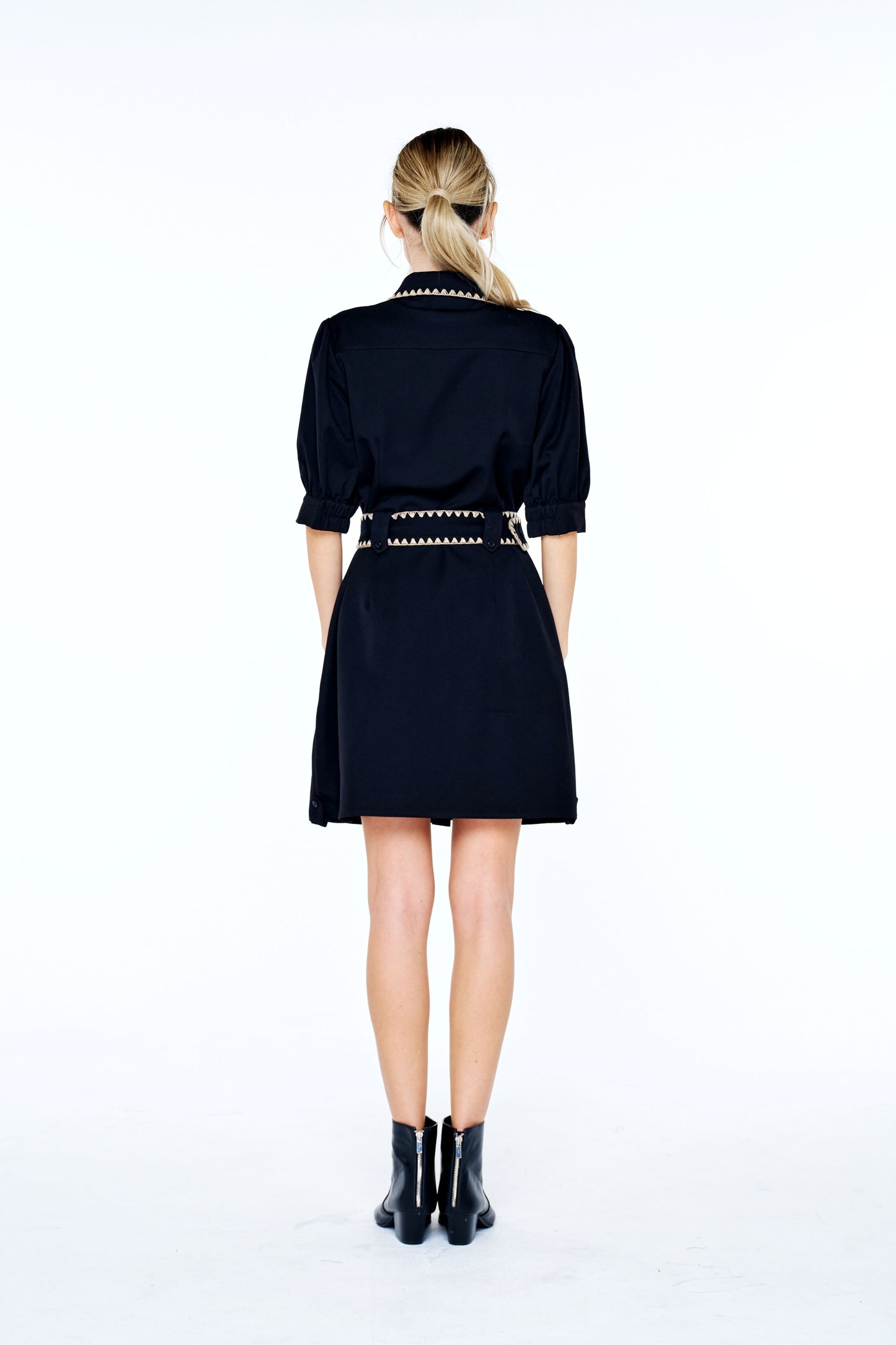 Gelso Whipstitch Detail Mini Shirt Dress