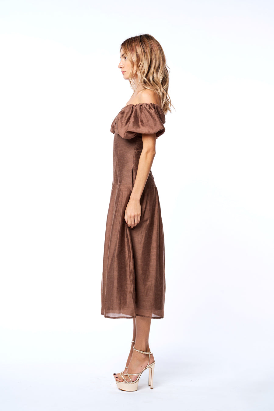 Lottie Puff Sleeve Midi Dress