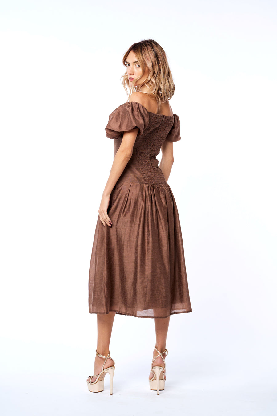 Lottie Puff Sleeve Midi Dress
