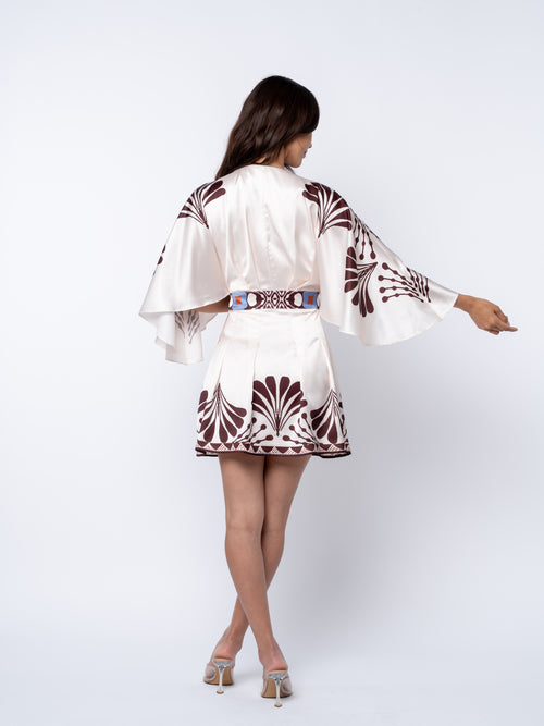 Load image 1 in gallery view. Avaele Botanical Print Mini Wrap Dress