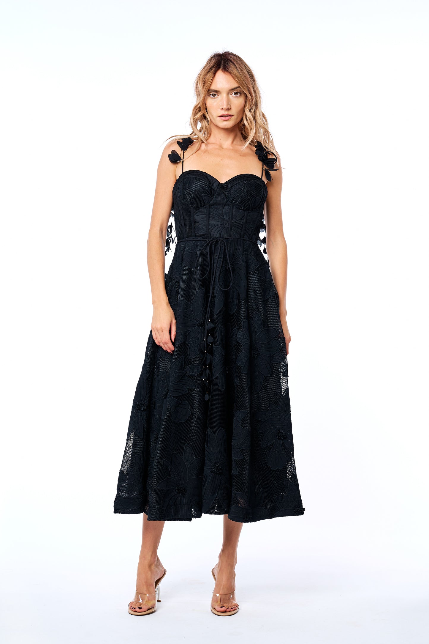Emillia Lace Bustier Midi Cocktail Dress