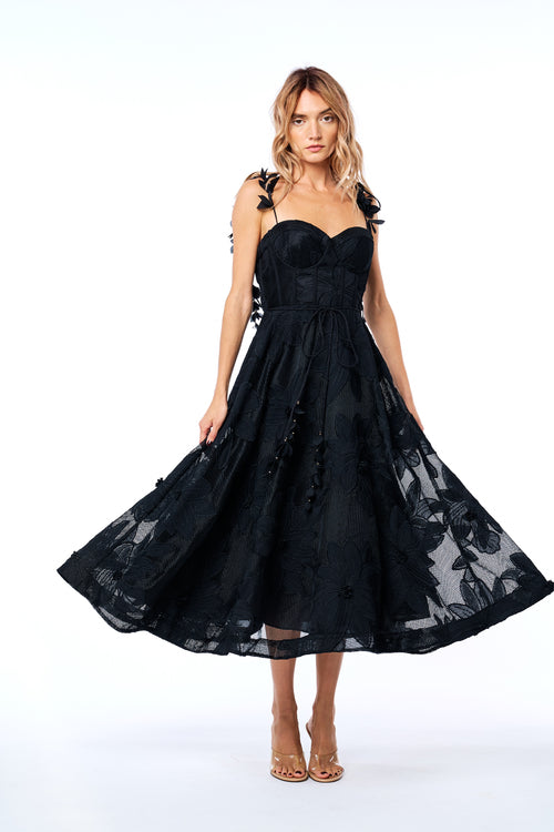 Load image 1 in gallery view. Emillia Lace Bustier Midi Cocktail Dress