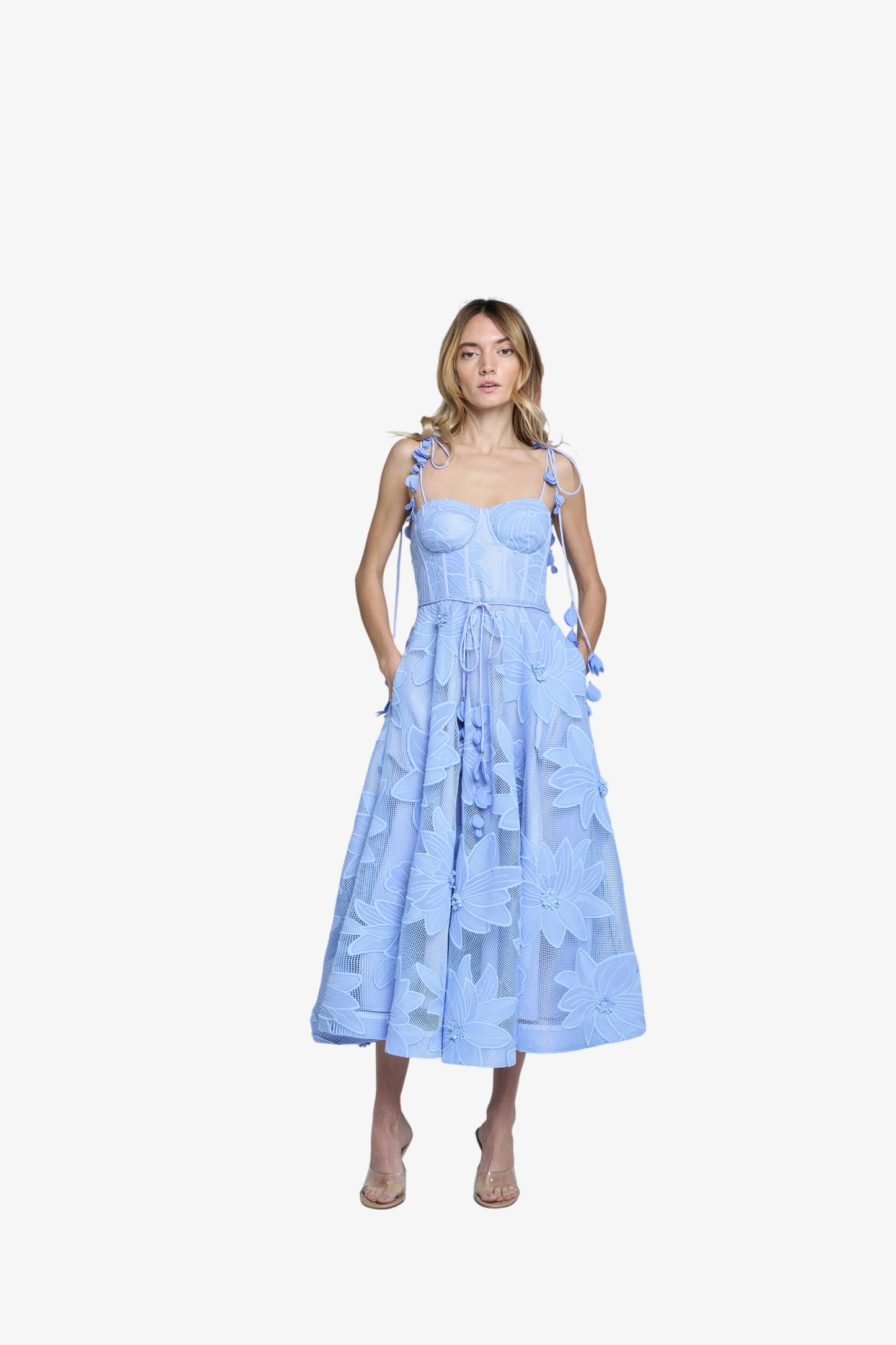 Emillia Lace Bustier Midi Cocktail Dress