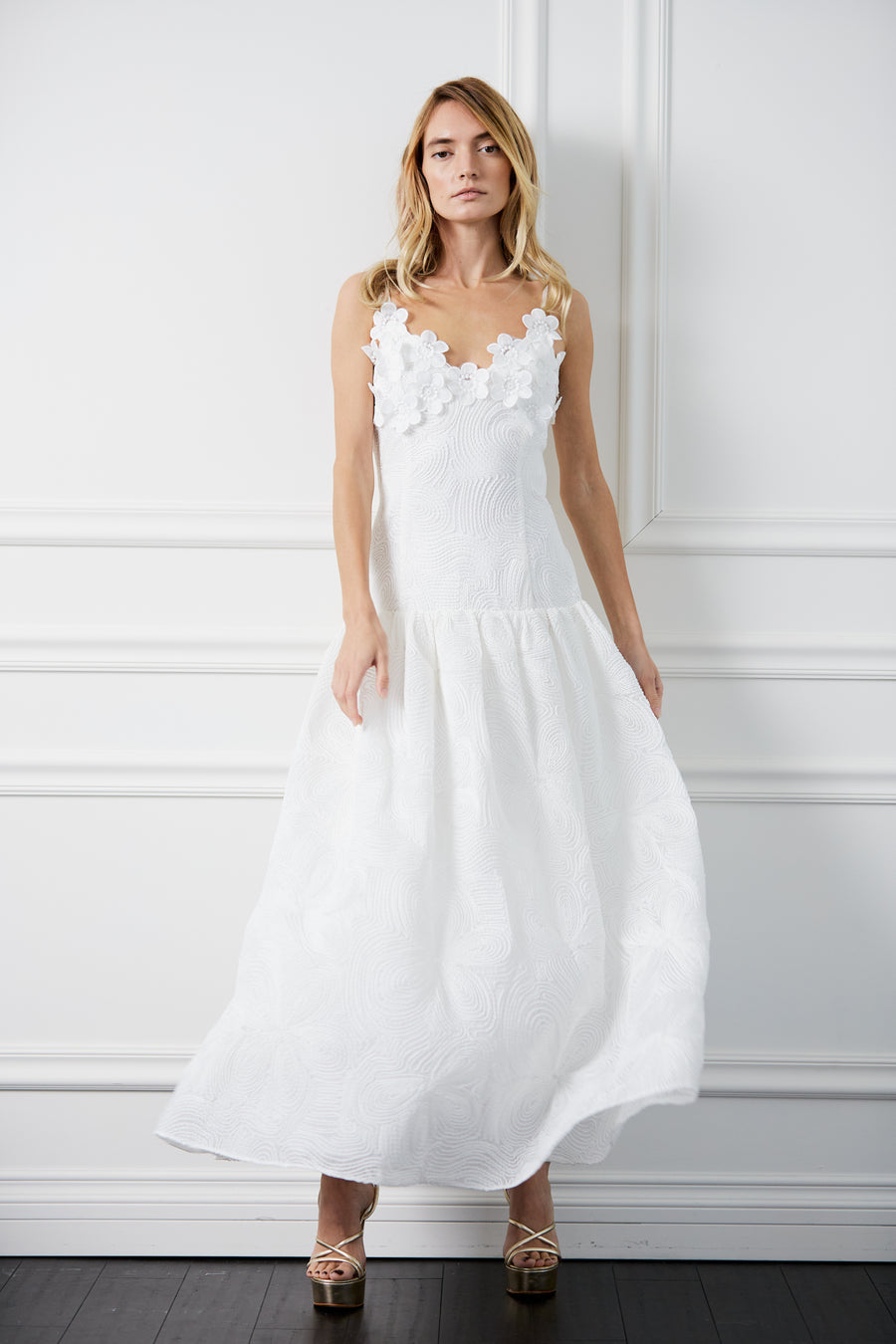 Rieana Floral Embellished Lace Maxi Dress